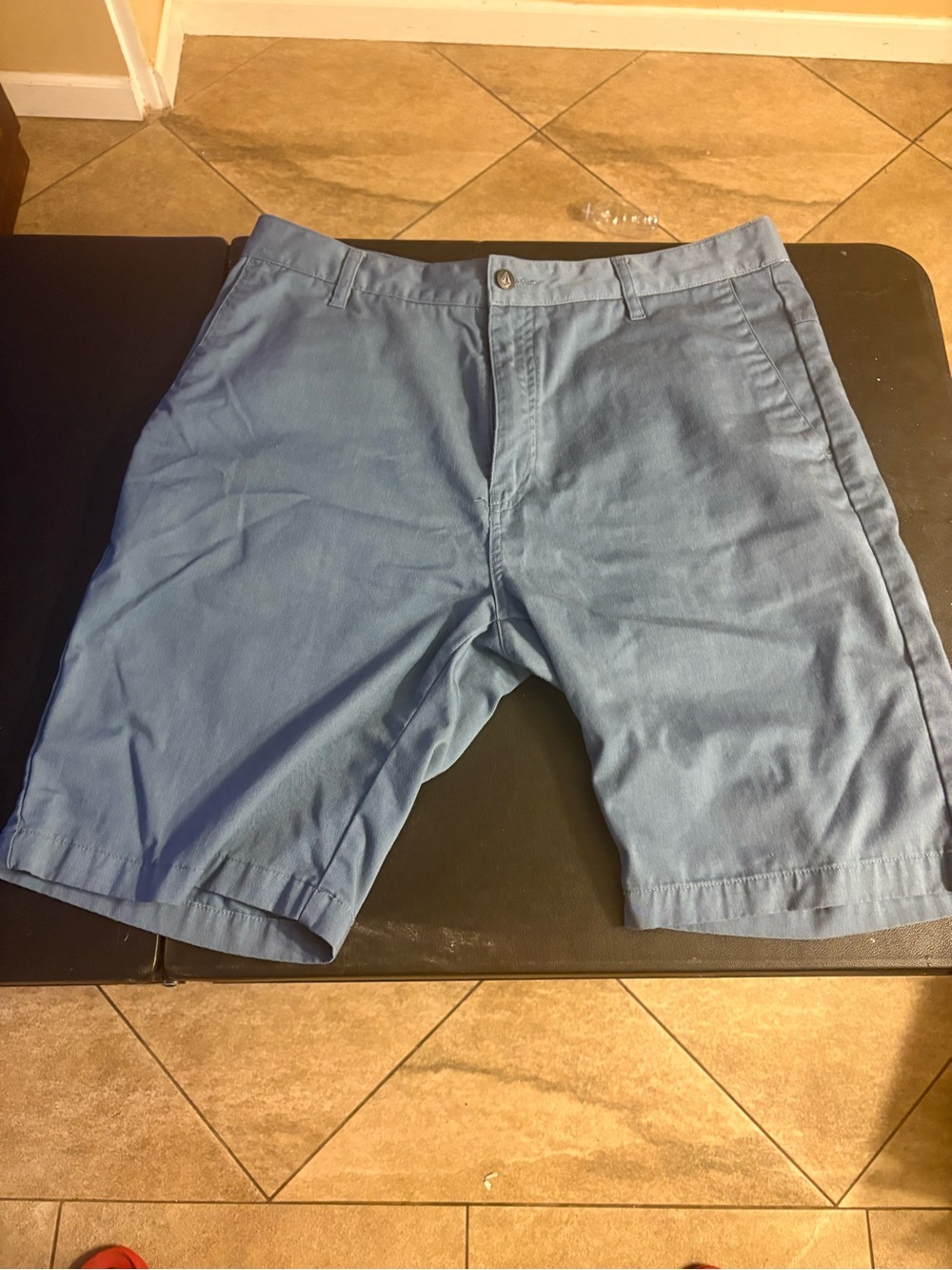 Volcom Light Blue Flat-Front Chino Shorts